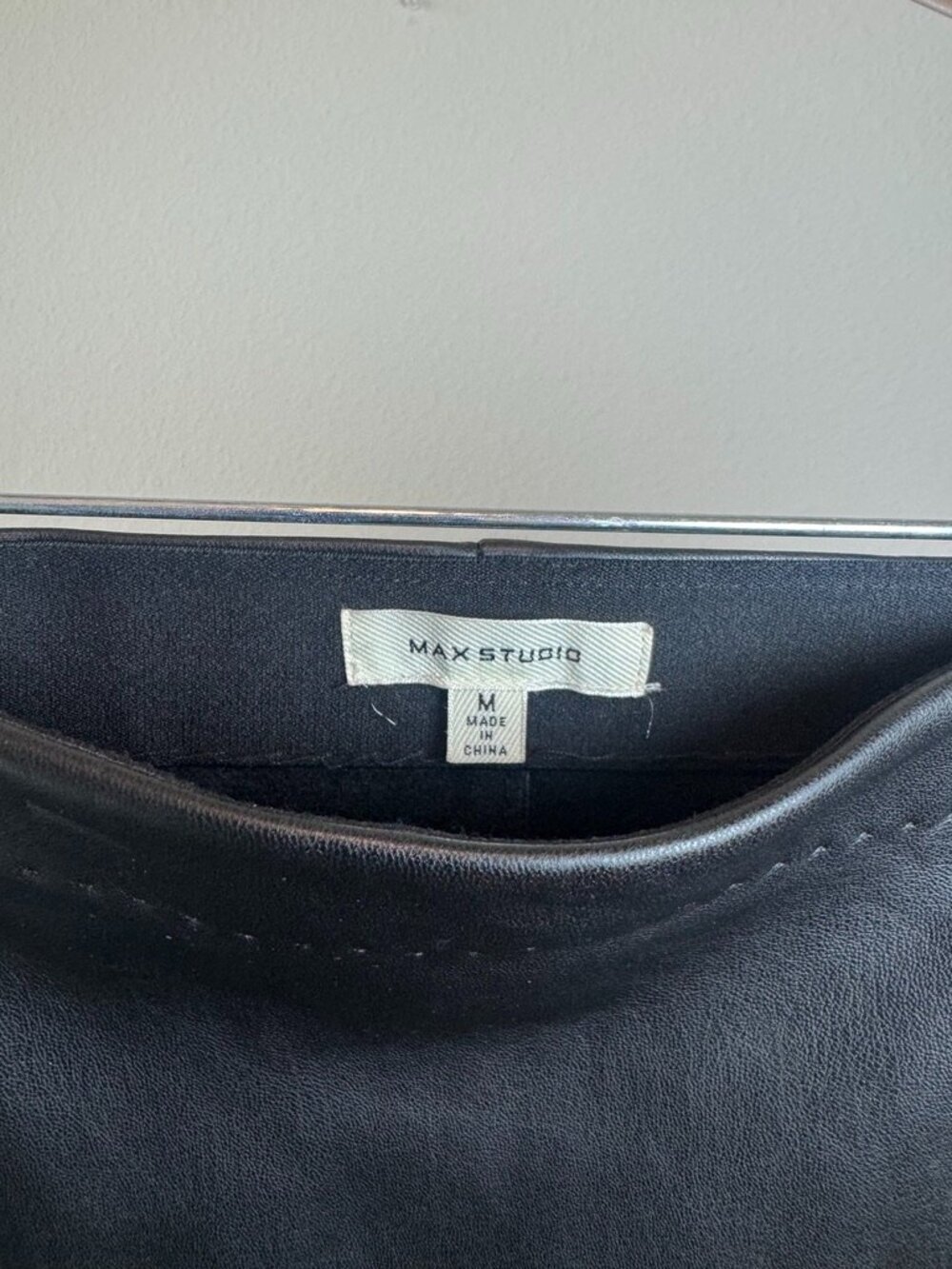 Max Studio Black Faux Leather Wrap Front Mini Skirt Size M - Picture 5 of 5